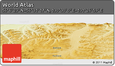 Physical Panoramic Map of the Area around 56° 18' 50" N, 130° 58' 29" E