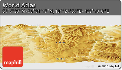Physical Panoramic Map of the Area around 56° 18' 50" N, 131° 49' 29" E