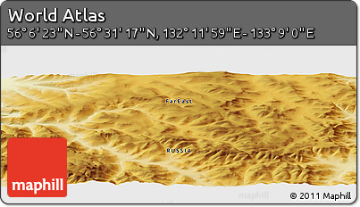 Physical Panoramic Map of the Area around 56° 18' 50" N, 132° 40' 30" E
