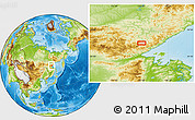 Physical Location Map of the area around 56° 18' 50" N, 135° 13' 29" E