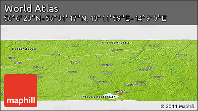 Physical Panoramic Map of the Area around 56° 18' 50" N, 13° 40' 30" E