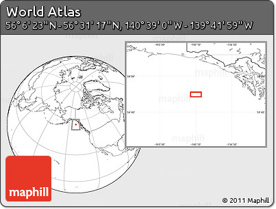Blank Location Map of the Area around 56° 18' 50" N, 140° 10' 30" W