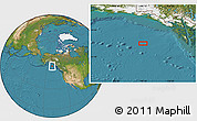 Satellite Location Map of the area around 56° 18' 50" N, 140° 10' 30" W