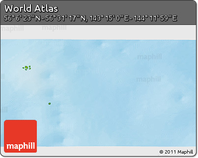 Physical 3D Map of the Area around 56° 18' 50" N, 143° 43' 29" E