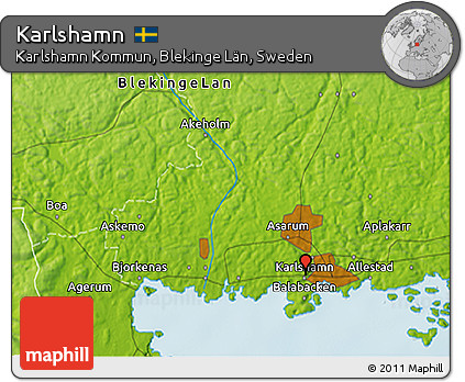 Physical 3D Map of Karlshamn