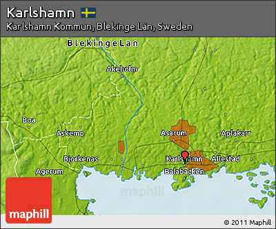 Physical 3D Map of Karlshamn