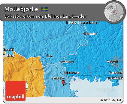 Political 3D Map of Möllebjörke