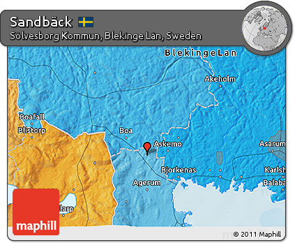 Political 3D Map of Sandbäck