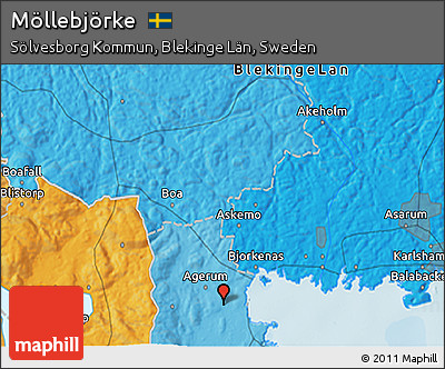 Political 3D Map of Möllebjörke