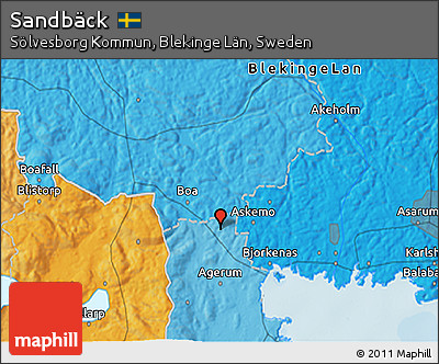 Political 3D Map of Sandbäck
