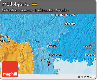 Political 3D Map of Möllebjörke