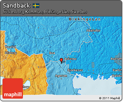 Political 3D Map of Sandbäck
