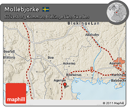 Shaded Relief 3D Map of Möllebjörke