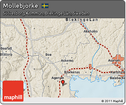 Shaded Relief 3D Map of Möllebjörke