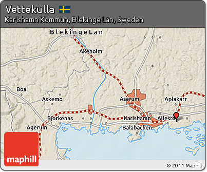 Shaded Relief 3D Map of Vettekulla