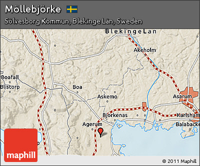 Shaded Relief 3D Map of Möllebjörke