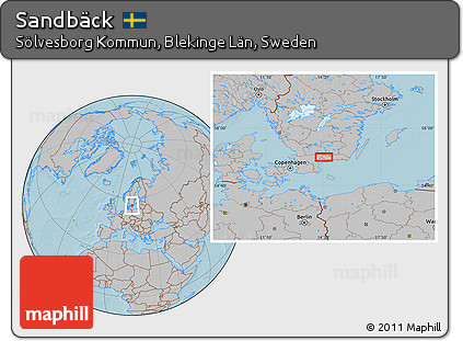 Gray Location Map of Sandbäck, hill shading