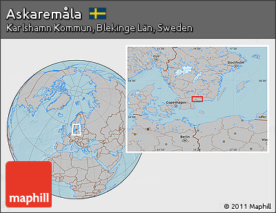 Gray Location Map of Askaremåla, hill shading