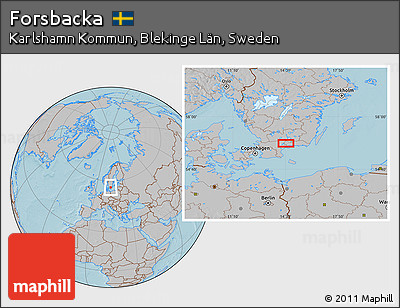 Gray Location Map of Forsbacka, hill shading