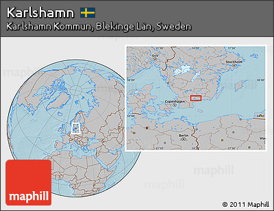 Gray Location Map of Karlshamn, hill shading
