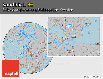 Gray Location Map of Sandbäck, hill shading