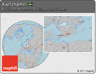 Gray Location Map of Karlshamn, hill shading