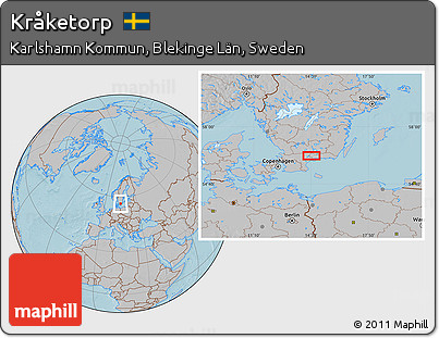 Gray Location Map of Kråketorp, hill shading