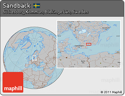 Gray Location Map of Sandbäck, hill shading