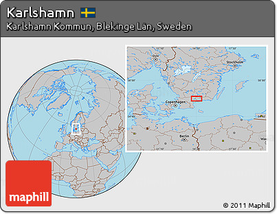 Gray Location Map of Karlshamn