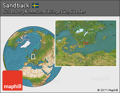 Satellite Location Map of Sandbäck