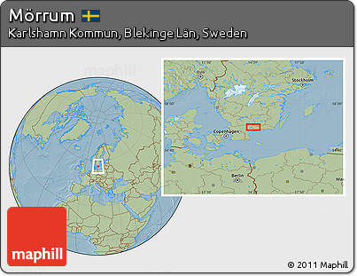 Savanna Style Location Map of Mörrum, hill shading