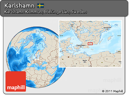 Shaded Relief Location Map of Karlshamn