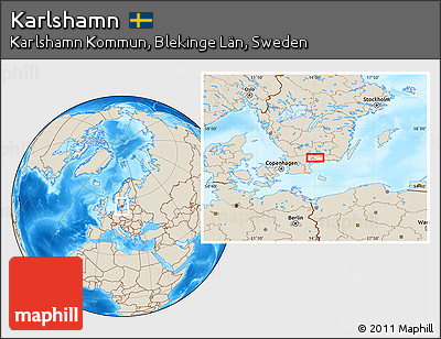 Shaded Relief Location Map of Karlshamn