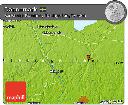 Physical Map of Dannemark