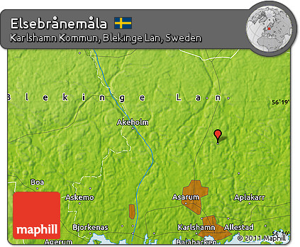 Physical Map of Elsebrånemåla