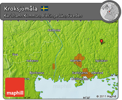 Physical Map of Kroksjömåla