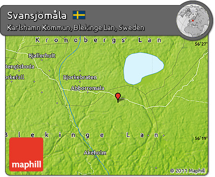 Physical Map of Svansjömåla