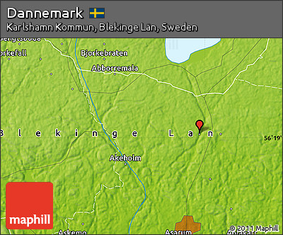 Physical Map of Dannemark
