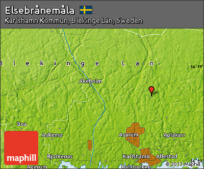 Physical Map of Elsebrånemåla