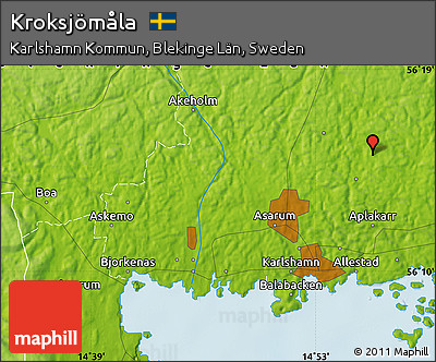 Physical Map of Kroksjömåla