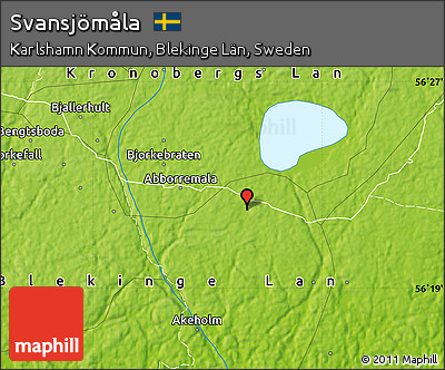 Physical Map of Svansjömåla