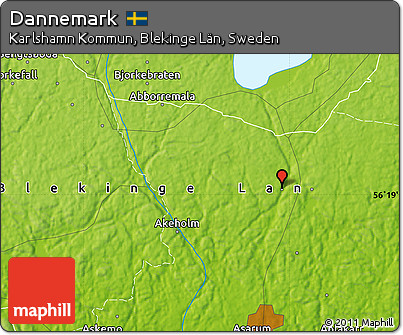 Physical Map of Dannemark
