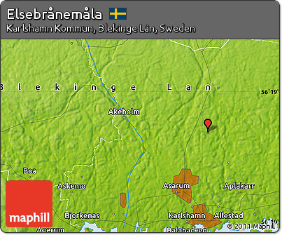 Physical Map of Elsebrånemåla