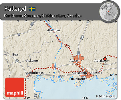 Shaded Relief Map of Hällaryd