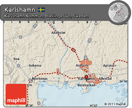 Shaded Relief Map of Karlshamn