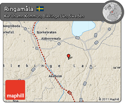 Shaded Relief Map of Ringamåla