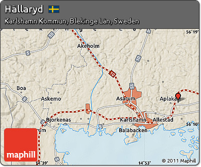 Shaded Relief Map of Hällaryd