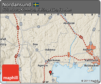 Shaded Relief Map of Nordansund