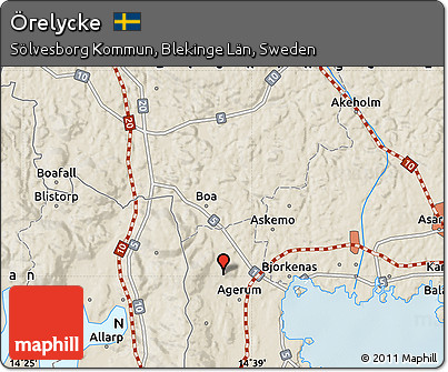 Shaded Relief Map of Örelycke