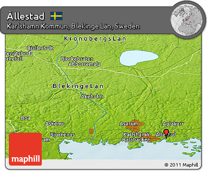 Physical Panoramic Map of Ällestad
